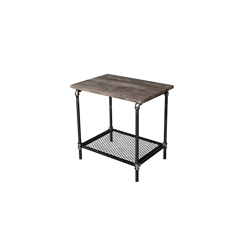 Coaster Furniture Wood End Table with Metal Casters » Steampunk 