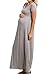 Jinson Women's Basic Maternity Soild Short Sleeve Long Maxi Dress Vestido with Empire Waist for Pregnancy Grey M