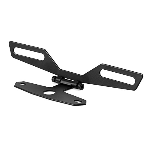 Cuque Folding License Plate Tail Light Holder Rear Bracket Mount Black Aluminum Alloy for Motorcycle ATV with Conventional Rear Fender