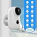 MOOSENG, Indoor/Outdoor Wireless Security Camera, Smart IP Camera with Rechargeable Battery, 2 Way Audio, Night Vision Alarm Alert & PIR Motion Detection/SD Slot