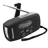 [Upgraded Version] iRonsnow IS-088+ [1000mAh] Solar Hand Crank Radio AM/FM/NOAA/WB Weather Emergency Radio, Dynamo LED Flashlight Power Bank for iPhone/Android Smart Phone (Black)