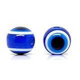 100PCS Stripe Dark Blue Round Resin Evil Eye Spacer Beads Jewelry Making Findings 10mm