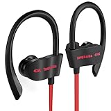 Bluetooth Headphones Wireless Earbuds Sport In-Ear IPX7 Sweatproof Earphones with Mic Super sound quality Bluetooth 4.1 ，8 Hours Play Time, Noise Cancelling Headsets Secure Fit Design Red