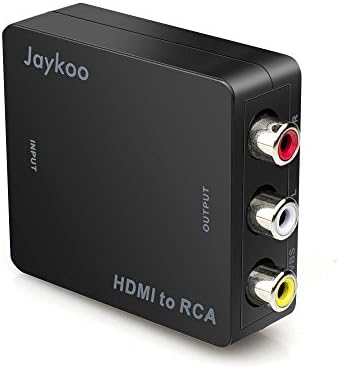 Jaykoo Updated HDMI to RCA,1080P Mini HDMI to 3RCA AV CVBs Composite Video Audio Converter Adapter Supporting PAL/NTSC with USB Powered Cable for Laptop Xbox PS4 PS3 Apple TV STB DVD Player