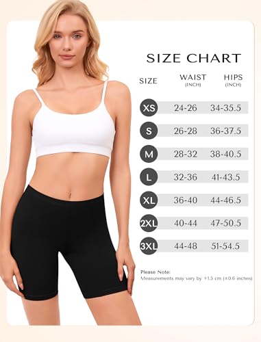 VOENXE Women's Cotton Cycling Shorts, Anti-Friction Thigh, Boxer Shorts, Women's Panty, Shorties Under Skirt or Dress, Women Leggings, Short Panty, Cotton, SeCURity, Protecting Comfort, Pack of 4