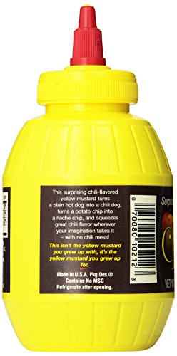 Plochman's Flavored Yellow Mustard, Chili Dog Mustard, 10.5-Ounce Squeeze Barrels (Pack of 6)