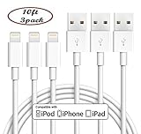 Cordify 3Pack 10FT Lightning Cable Cords 8 Pin USB Sync and Charging Cords charger Compatible with iPhone 7/7 Plus/6s/6s Plus/6/6 Plus/5s/5c/5/SE, iPad/iPod (White)