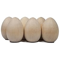 Unpainted Wooden Eggs - For Easter, Crafts and more - 2-1/2" x 1-3/4" - Bag of 6 - by Craftparts Direct