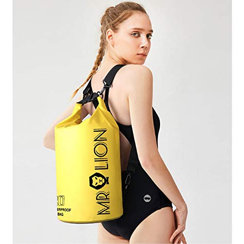 Waterproof Dry Bag - Roll Top Dry Compression Sack Keeps Gear Dry for Kayaking, Beach, Rafting, Boating, Hiking, Camping, Swimming, Floating and Fishing with Waterproof Phone Case (Yellow, 10L)