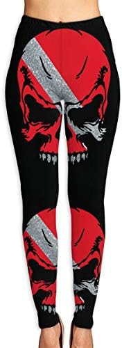 Yinalaca Scuba Diving Skull Flag Dive Diver Athletic Yoga Workout Leggings Pants Soft Capri