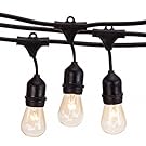 Outdoor String Lights with 15 E26 Sockets By Deneve - 48 Feet Long (Standard)