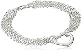 Sterling Silver Multi-Chain Heart Bracelet, 7.25