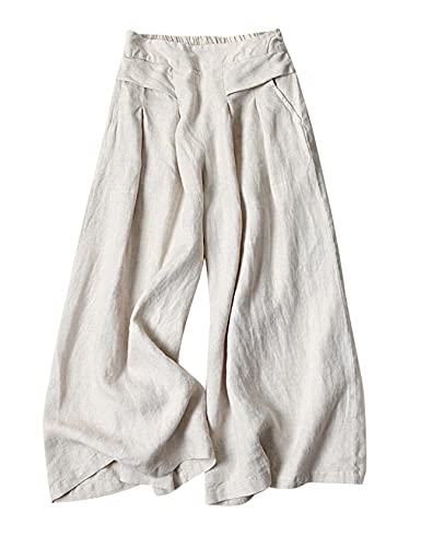 Gihuo Pantaloni da Palazzo in Cotone Casual da Donna con Elastico in Vita a Gamba Larga Culottes, Stivaletti da Pioggia zebrati - Bambini, L