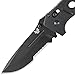 Benchmade - Adamas 275 Drop Point Blade Knife, Made in the USA (Serrated Edge/Black Handle)