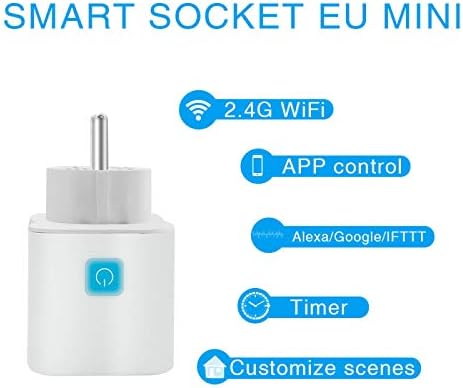 DXSS Eweilian Smart WiFi Socket 16a Alexa Socket Smart Home Socket Enchufe para Control de Voz Amazon EchoGoogle Home Trabaja con Alexa Google Home