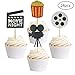 24 PCS Movie Night Cupcake Toppers Dessert Cupcake Toppers Hollywood Party Clear Treat Picks