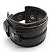 KONOV Jewelry Wide Genuine Leather Mens Bangle Cuff Bracelet, Color Brown