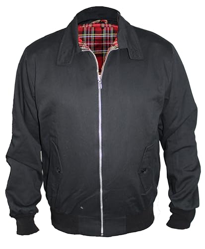 Skytex UK Harrington-Jacke Klassisch/Retro/Mod, in 10 Farben erhältlich, Größen XS-8XL Gr. XXL, schwarz