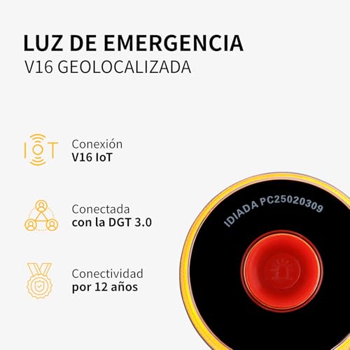 Aogled Luz V16 Conectada DGT 3.0 con Geolocalización,Baliza Emergencia Coche Homologada con SIM y Datos Incluidos 12 Años,Luz Señal V16 Magnética 1km,IP54,con Funda y Pilas