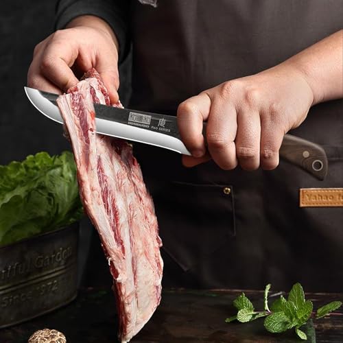 HOSHANHO Butcher Knife Set, Hand Forged Butcher Chef Knife Set with Roll Bag, Sharp Meat Cleaver Knife & Bone Chopper Knives & Fillet Knives for Home & Camping & BBQ Gift with Men