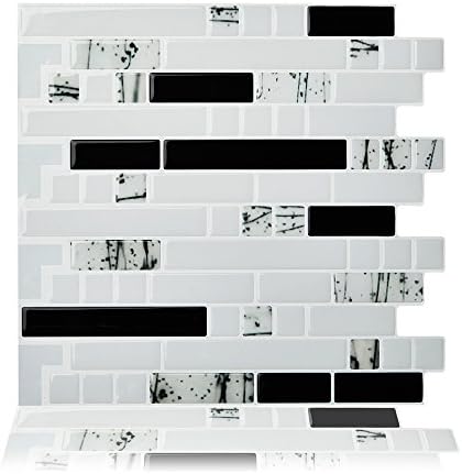 Cocotik Peel and Stick Tile Backsplash Kitchen Bathroom Decorative Tiles, Pack of 6 (10.5"x10", Black Marble)