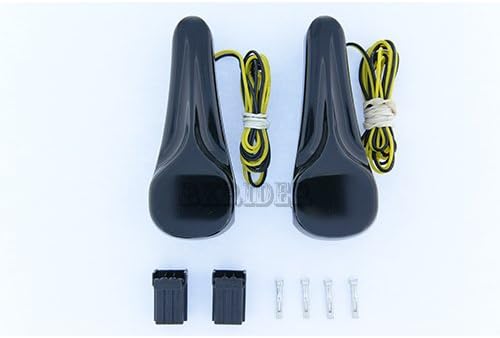Alloy Art RGFS2-2 Black Finned Front Amber LED Smoked Signal Lights for Harley