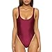 Dixperfect Women's Retro 80s/90s Inspired High Cut Low Back One Piece Swimwear Bathing Suits (XL, Wine Red)