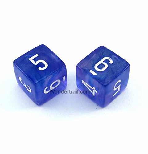 WCXPB0607E2 Purple Borealis Dice with White Numbers D6 Aprox 16mm (5/8in) Pack of 2 Dice Chessex