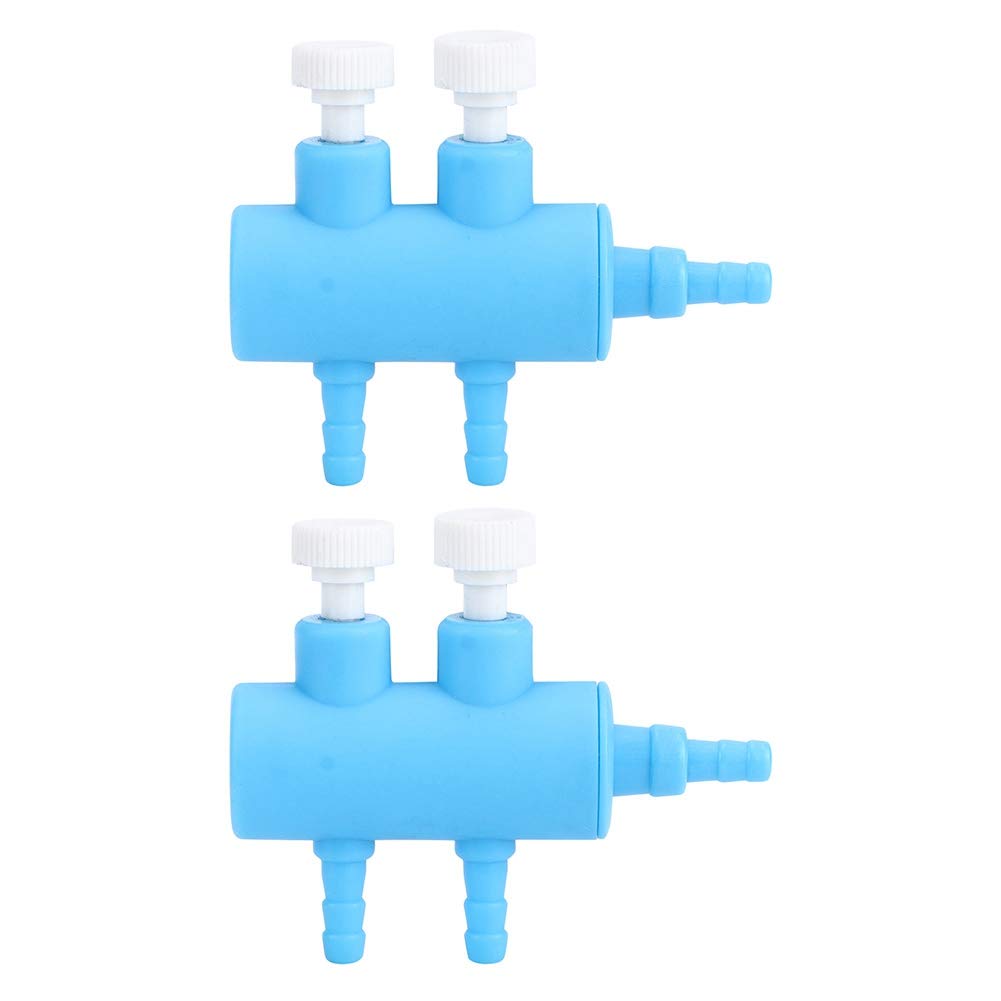 2PCS 2-Way Aquarium Air Splitter and Air Control Valve, Plastic Oxygen Distributor for Fish Tank Air Pump Accessories