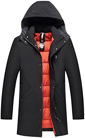 Also Easy Men Snow Hooded Warm Coats Parkas Men Thick Long Solid Men's Jackets For Deep Winter -30 Black XXL