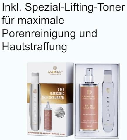 Ultraschallpeeling-Gerät & Porenreiniger Set – Inkl. 400ml Lifting-Toner & Mitesserentferner, 5-in-1 Skin Scrubber mit Ionen, EMS & LED – Für strahlende Haut & Anti-Aging
