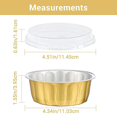 Suice Aluminum Foil Baking Cups with Lids, 100 Pack Disposable Ramekins