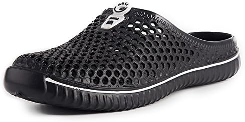 PutiTower Mens Womens Garden Clogs Shoes Sandal Comfortable Slippers (9 B(M) US Women/ 8 D(M) US Men, black)