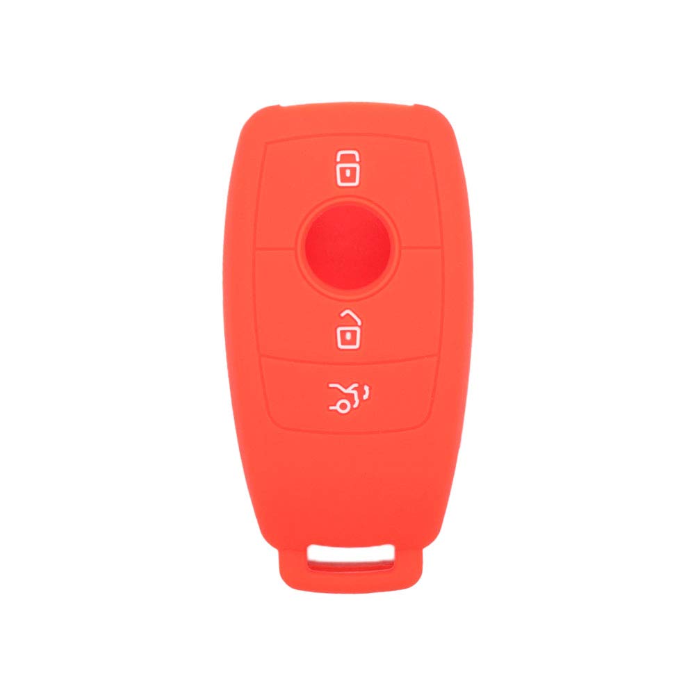 BROVACS Silicone Cover Protector Case Holder Skin Jacket Compatible with MERCEDES BENZ E Class 3 Button Smart Remote Key Fob CV4957 Orange