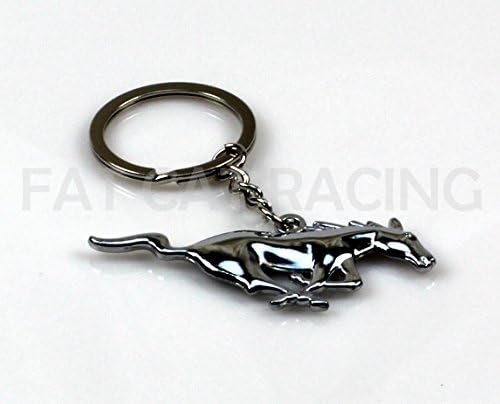 Fat Cat Racing Mustang Keychain Sleek Pony Chrome Finish