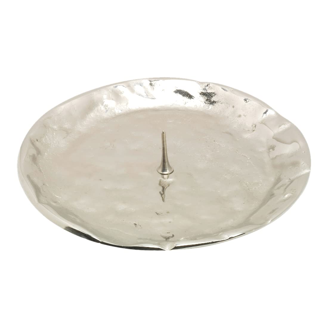 NKlaus Candle Plate with Spike Ø 9cm Brass nickel plated shiny Candle Coaster Plate 10589