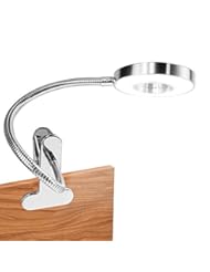 Lighting: Clip on Lamp, HQOON Desktop Lamp with Stable Clamp, Book Light for Reading in Bed, Eye-Care Bedside Reading Light, Music Stand Light, 2 Lighting Color, USB Plug, 7W - HQOON