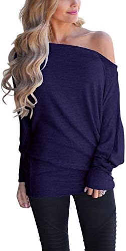 INFITTY Women's Off Shoulder Loose Pullover Sweater Batwing Sleeve Knit Jumper Oversized Tunics Top
