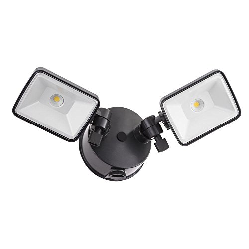 Lithonia Lighting OLF 2SH 40K 120 PE BZ M4 Twin Head Dusk to Dawn Outdoor Integrated LED Security Flood Light, Square, 4000K, Grey