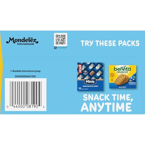 CLIF BAR MINIS ENERGY BARS & BELVITA CRUNCHY BREAKFAST BISCUITS, SNACK VARIETY PACK, 15 SNACK PACKS