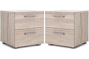 Home Square Contemporary 2 Piece Bedroom Set with 2 Drawer Easy Assemble Nightstand Set in Truffle