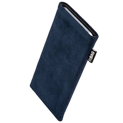 fitBAG Classic Blue Custom Tailored Sleeve for Sony Xperia 1 (2019) | Made in Germany | Genuine Alcantara Pouch case Cover with Microfibre Lining for Display Cleaning