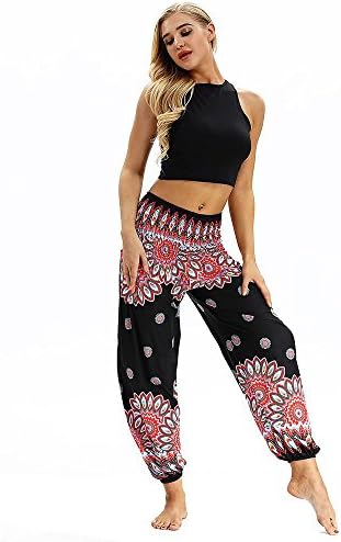 Limsea Yoga Pants Harem Pants Women Hippie Bohemian Boho Casual Smocked Waist Floral Prints Aladdin