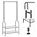 LANGRIA Heavy Duty Commercial Grade Clothing Garment Rack, 2-Tier Entryway Metal Coat Rack and Shoe Bench Storage Stand with Single Rod and 4 Hooks for Home Office Bedroom Max Capacity 66.1lbs, Black