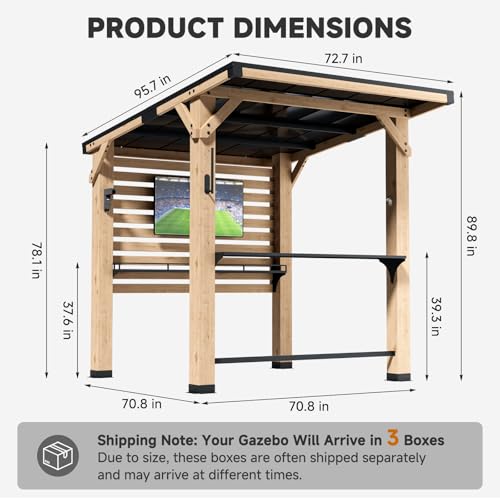 SUNYRISY 6x8 Ft Wood Grill Gazebo Review: Hardtop Outdoor Bar with TV Mount image 20