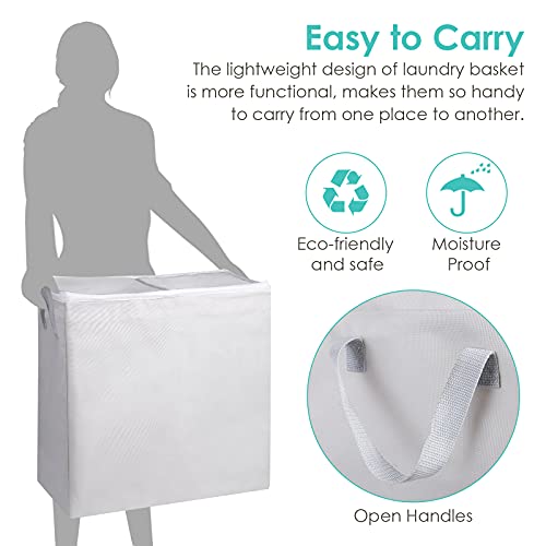 CRZDEAL Double Laundry Hamper with Zippered Lid Fiber Tube Support