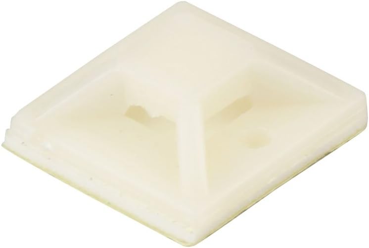 REV Ritter 28.5mm x 28.5mm Plastic Zip Cable Tie Mounting Base - Set of 50 - White, Weiss, 28 x 28 mm