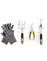 Songmics UGGB31L set de jardinería 7 piezas, incluye bolsa y 6 herramientas de mano con cabeza de aluminio fundido resistente y asas ergonómicas