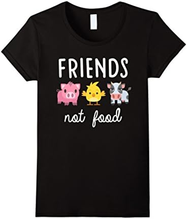 Women's Animals Are Friends Not Food Vegan Vegetarian T-Shirt XL Black