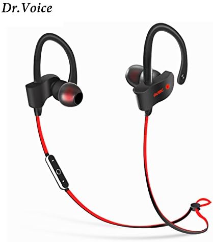Voicer Bluetooth Headphones Wireless Sports Earphones HD Stereo Sweatproof Earbuds, for Gym Running Workout with Built-in Mic (Black-Red)